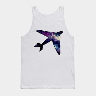 Watercolor Outer Space and Airplane Tank Top